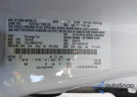 2017 Ford Focus St from USA, damaged, VIN 1FADP3L90HL296288